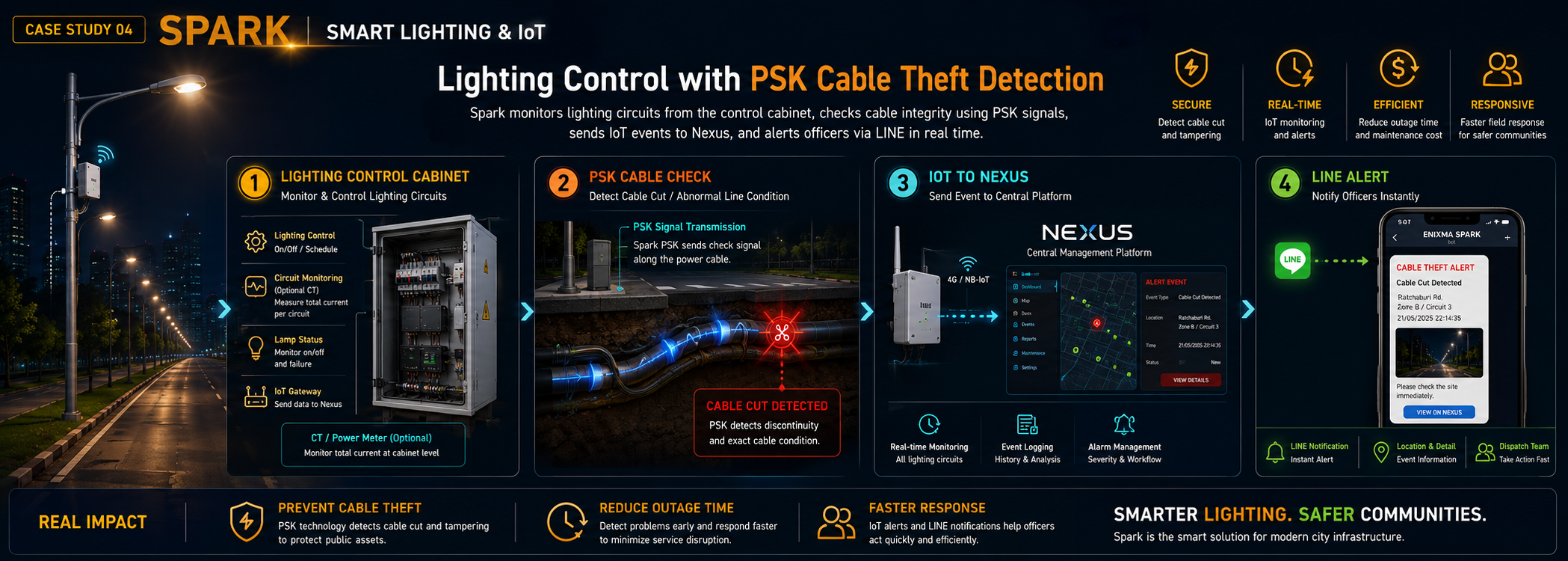 Spark &mdash; PSK cable theft detection: detect, alert, respond in real time.