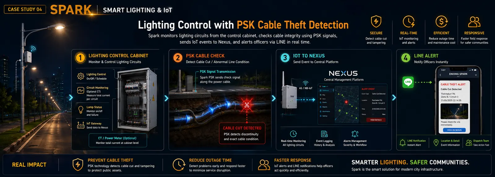 Spark &mdash; PSK cable theft detection: detect, alert, respond in real time.